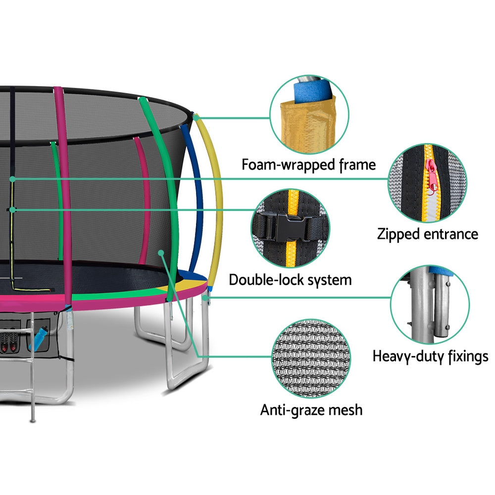Everfit 16FT Trampoline for Kids Multi-coloured with Basketball Hoop