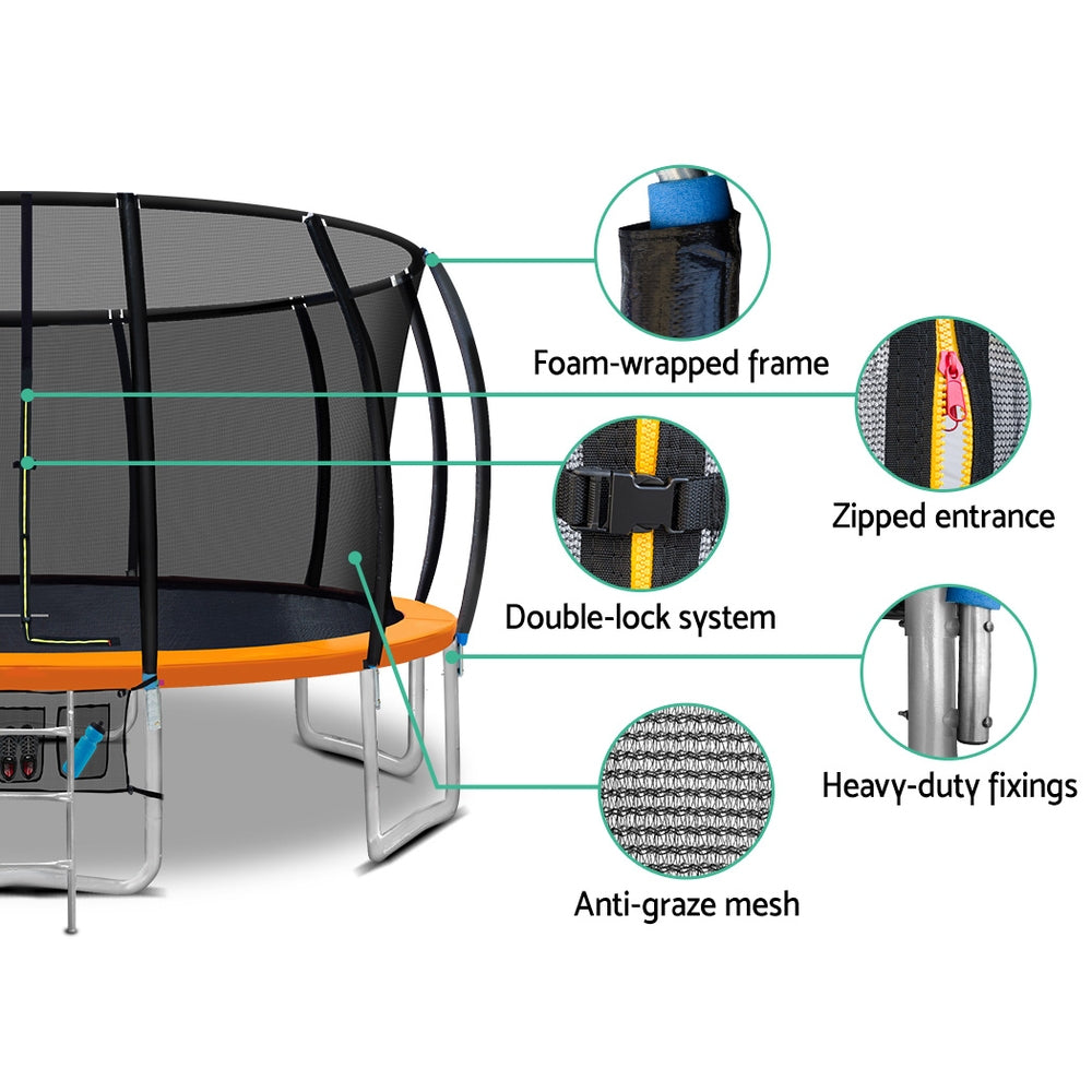 Everfit 16FT Trampoline for Kids Orange with Basketball Hoop