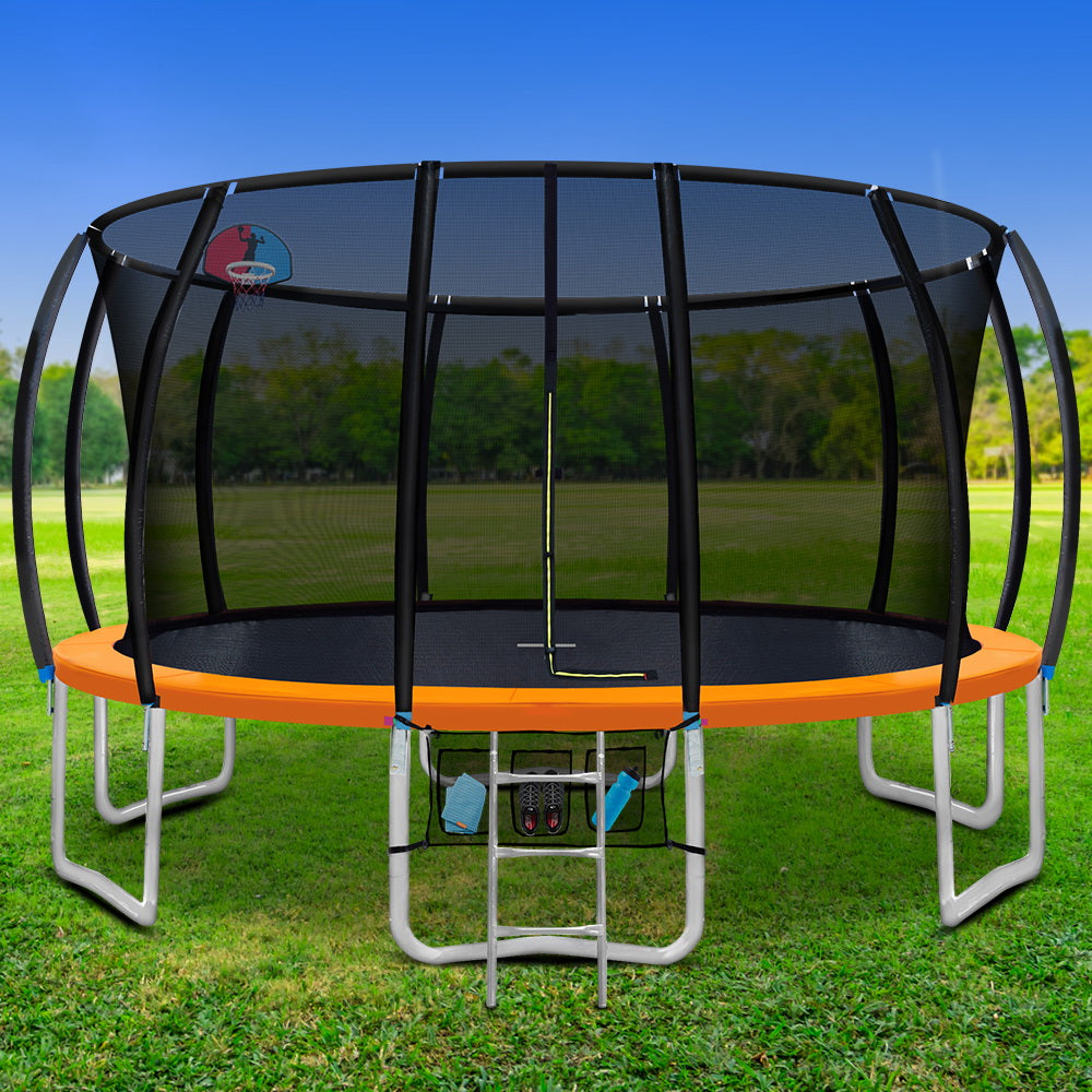 Everfit 16FT Trampoline for Kids Orange with Basketball Hoop