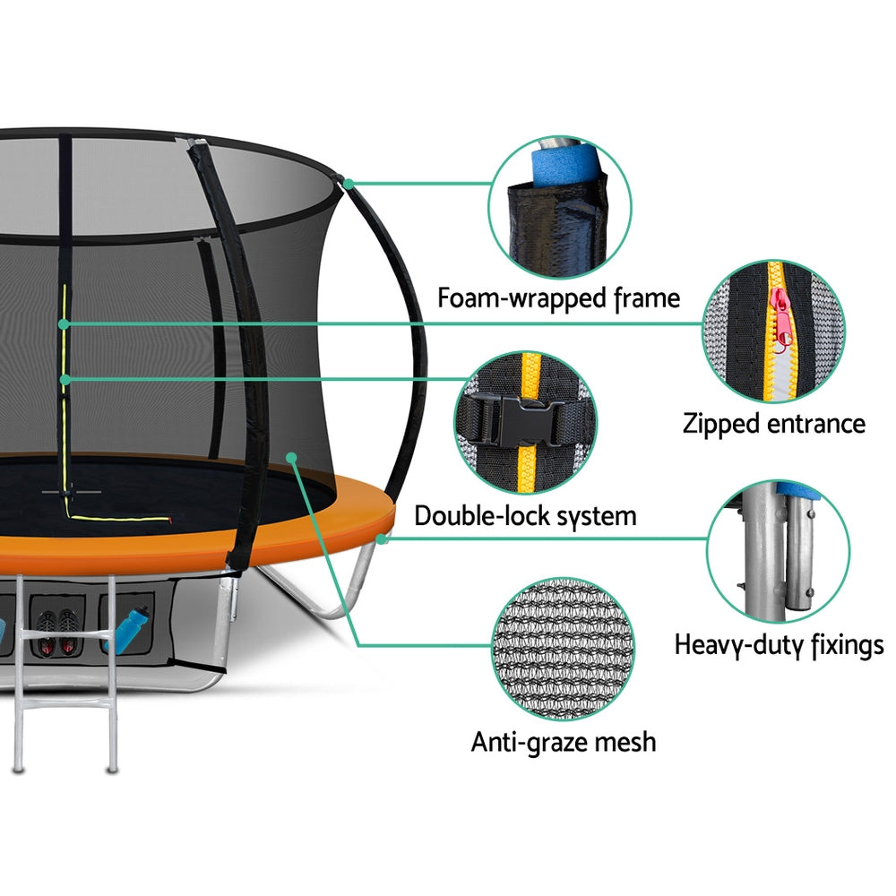Everfit 8FT Trampoline for Kids Orange with Basketball Hoop