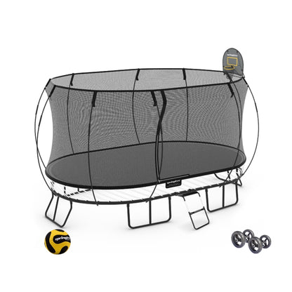 Springfree Jumbo Oval Trampoline 3.8m x 5.7m - Moving Accessory Bundle Basketball Hoop, Ladder and Wheels