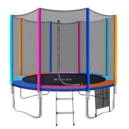 10FT Trampoline for Kids w/ Ladder Enclosure and Safety Net Pad