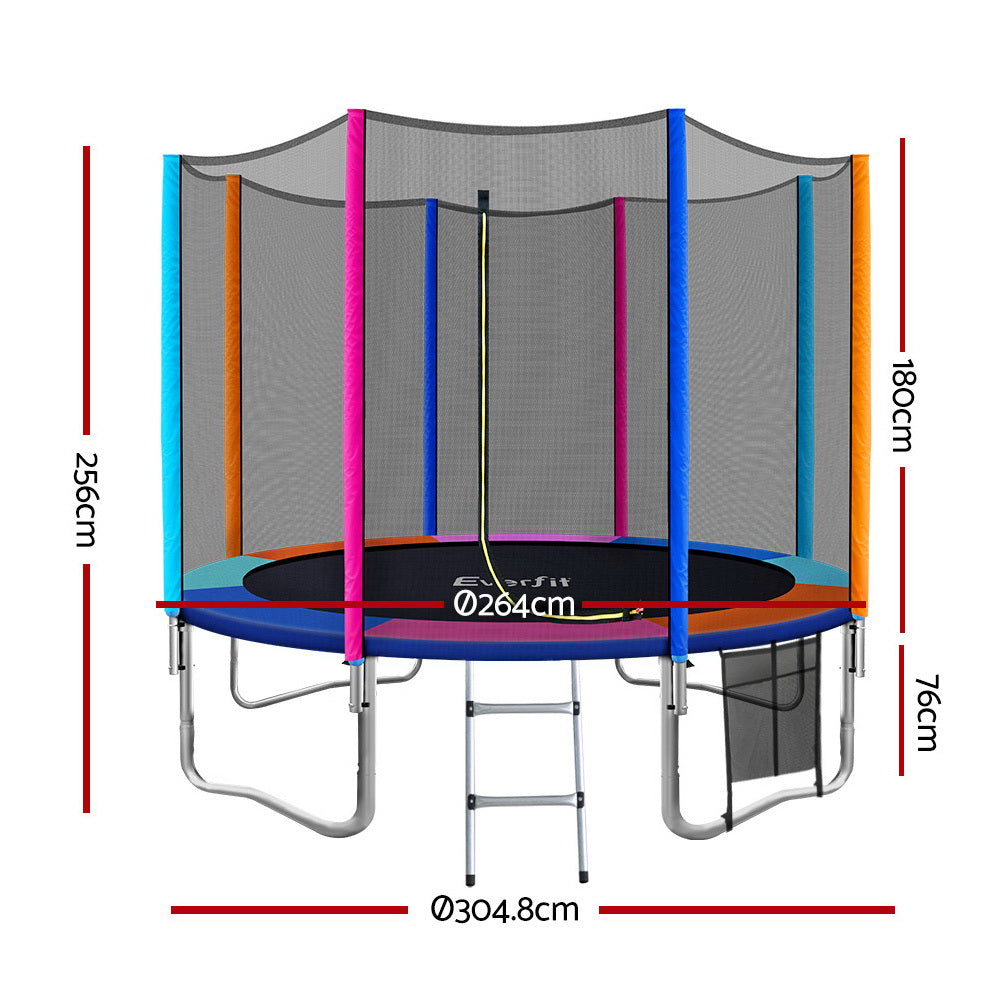 10FT Trampoline for Kids w/ Ladder Enclosure and Safety Net Pad