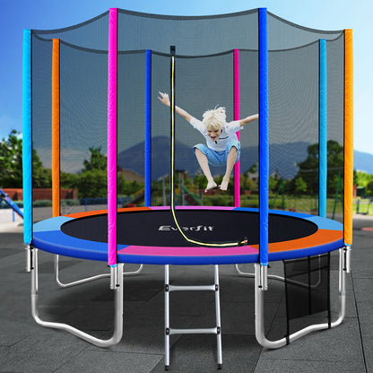 10FT Trampoline for Kids w/ Ladder Enclosure and Safety Net Pad