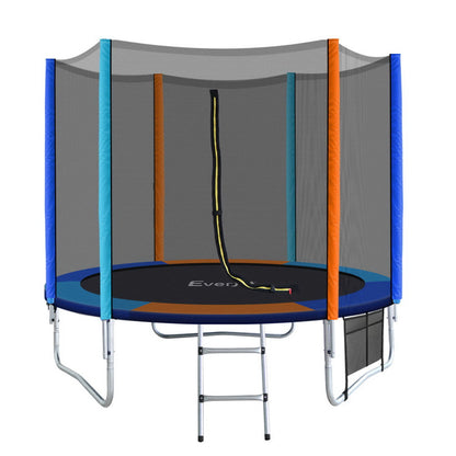 Everfit 8FT Trampoline for Kids w/ Ladder Enclosure & Safety Net Pad