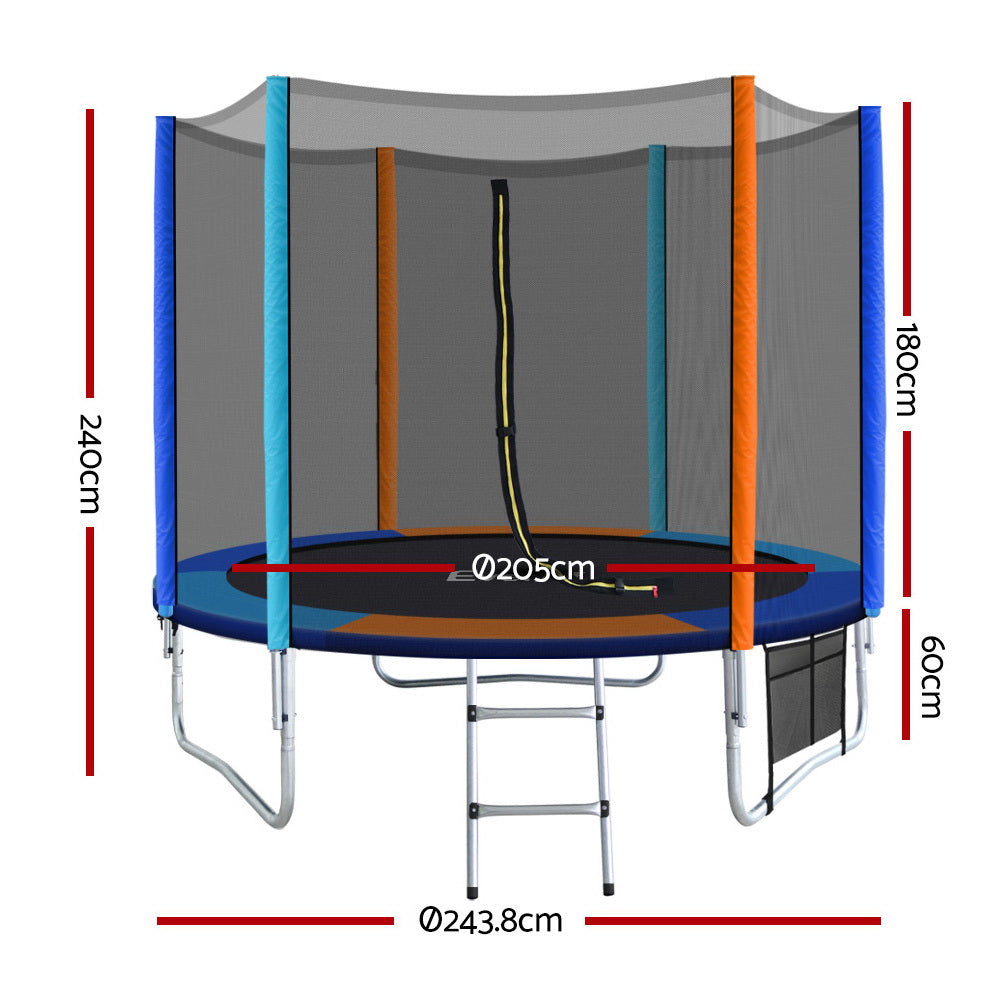 Everfit 8FT Trampoline for Kids w/ Ladder Enclosure & Safety Net Pad