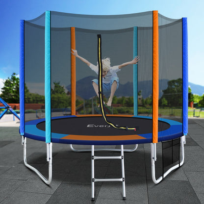 Everfit 8FT Trampoline for Kids w/ Ladder Enclosure & Safety Net Pad