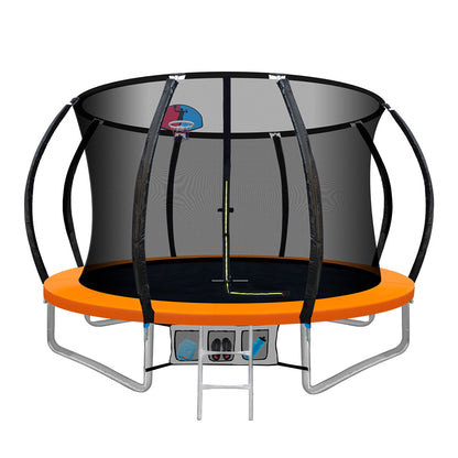 Everfit 10FT Trampoline for Kids Orange with Basketball Hoop