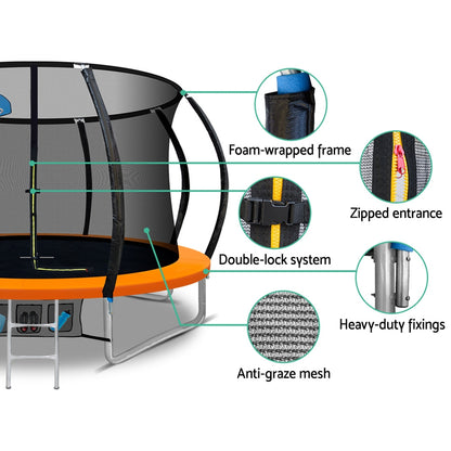 Everfit 10FT Trampoline for Kids Orange with Basketball Hoop