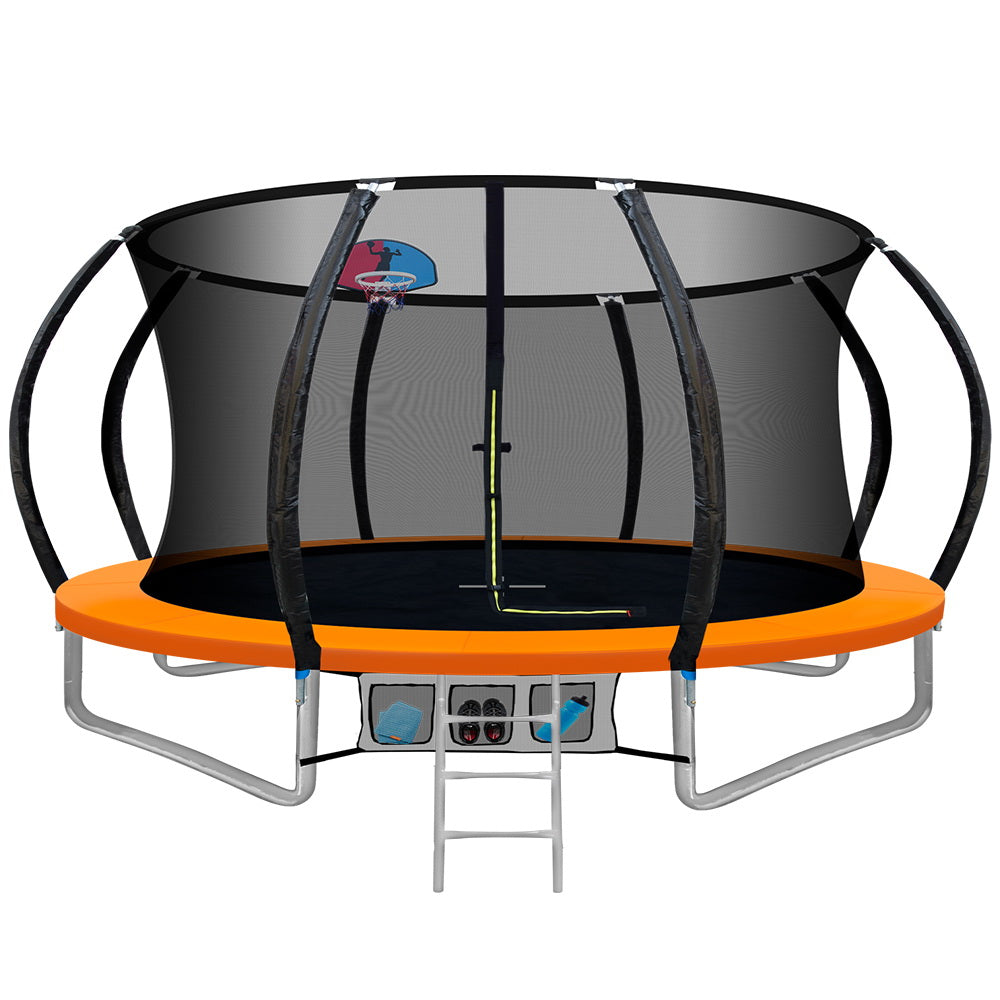 Everfit 12FT Trampoline for Kids Orange with Basketball Hoop