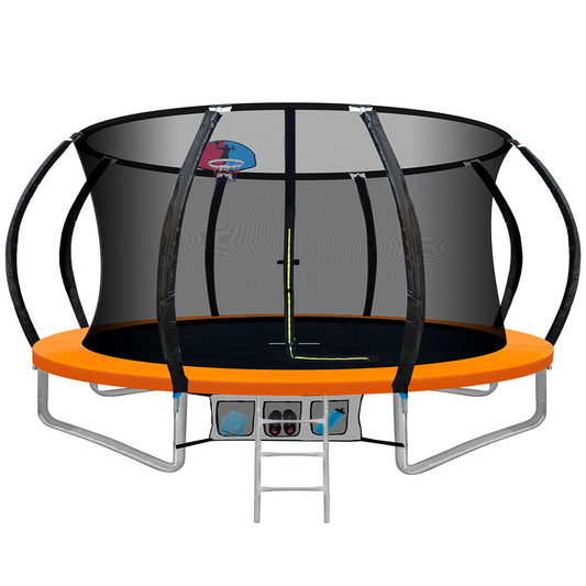 Everfit 12FT Trampoline for Kids Orange with Basketball Hoop