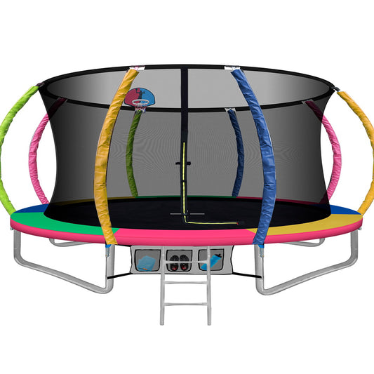 Everfit 14FT Trampoline for Kids Multi-coloured with Basketball hoop