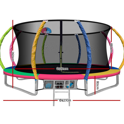 Everfit 14FT Trampoline for Kids Multi-coloured with Basketball hoop