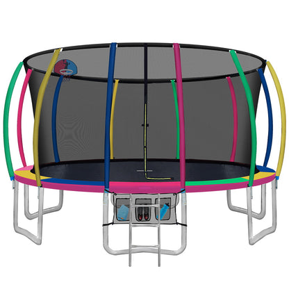 Everfit 16FT Trampoline for Kids Multi-coloured with Basketball Hoop