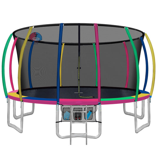 Everfit 16FT Trampoline for Kids Multi-coloured with Basketball Hoop