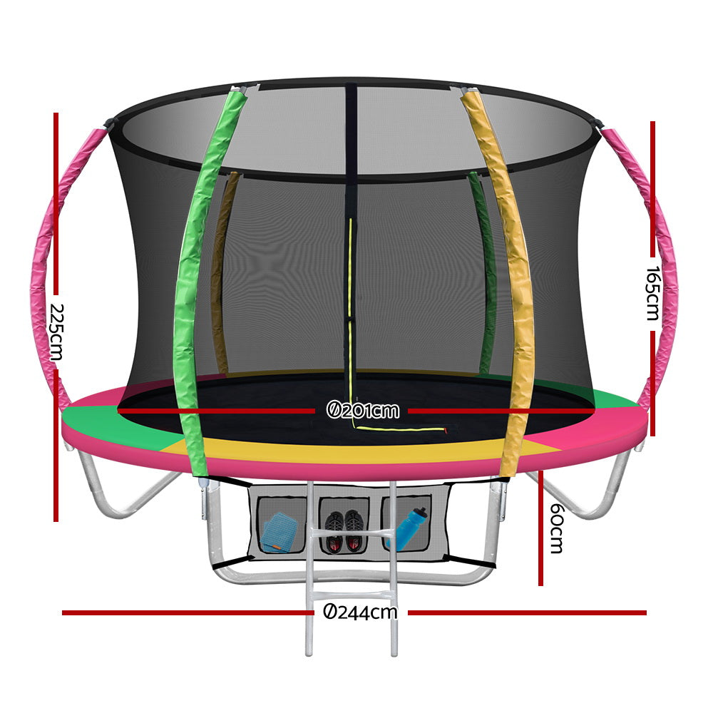 Everfit 8FT Trampoline for Kids Multi-coloured with Basketball Hoop